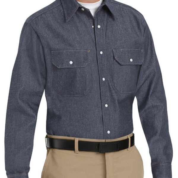 Men's Deluxe Denim Long Sleeve Shirt Thumbnail