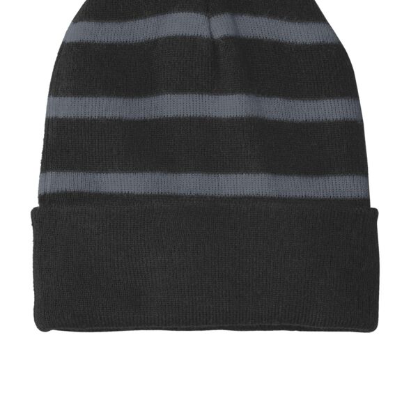 Striped Beanie with Solid Band Thumbnail