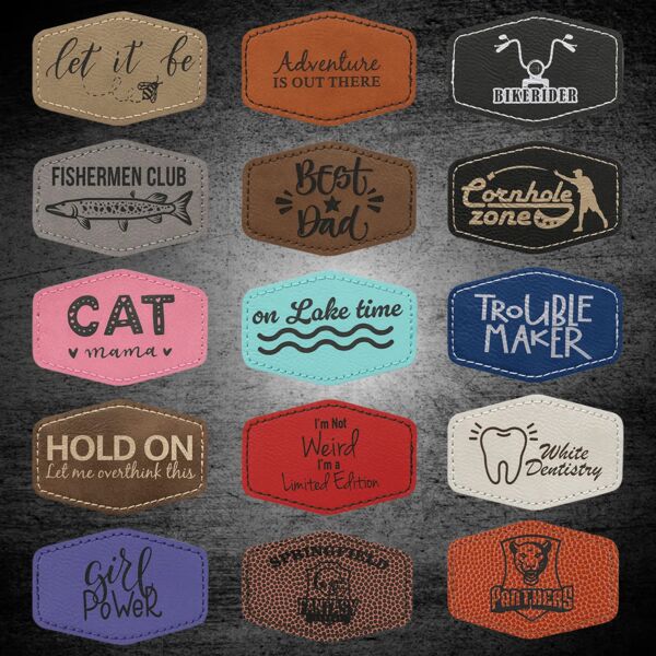 Blank Hex Laserable Leatherette Patch with Kota Pro Adhesive Thumbnail