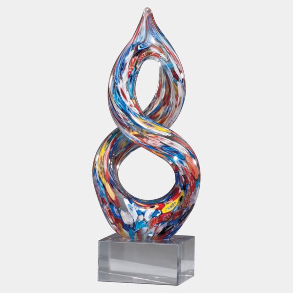 10" Helix Multi-Color Art Glass on Glass Base-No Plate Thumbnail