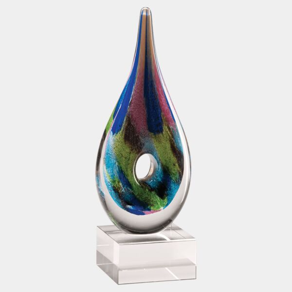 9 7/8" Multi-Colored Teardrop Art Glass on Glass Base-No Plate Thumbnail