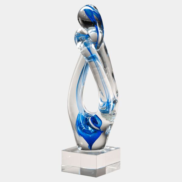 12" Contemporary Sculpture with Accent Art Glass on Glass Base- No Plate Thumbnail