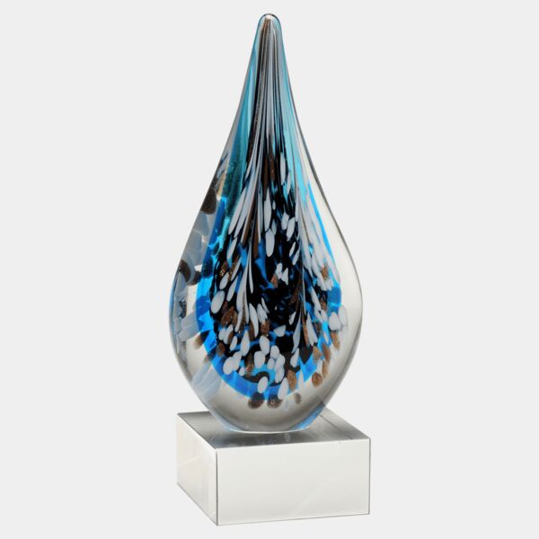 10" Multi-Colored Teardrop Art Glass on Glass Base-No Plate Thumbnail
