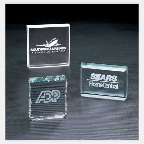 3" x 3" Crushed Ice Acrylic Paperweight Thumbnail