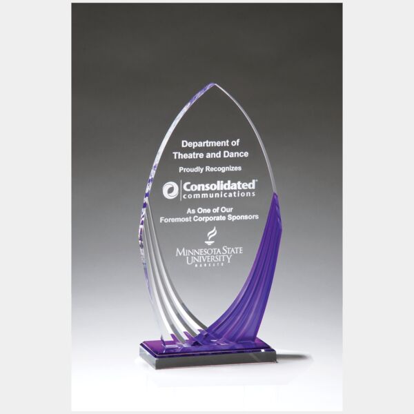 4 3/4" x 9" Tidal Series Acrylic with Printed Violet Accent and Violet Mirror-Topped Base Thumbnail