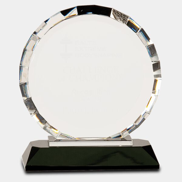 6 1/2" Crystal Round with Rectangle Facets on Crystal Base Thumbnail