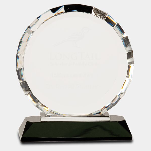 6" Crystal Round with Rectangle Facets on Crystal Base Thumbnail