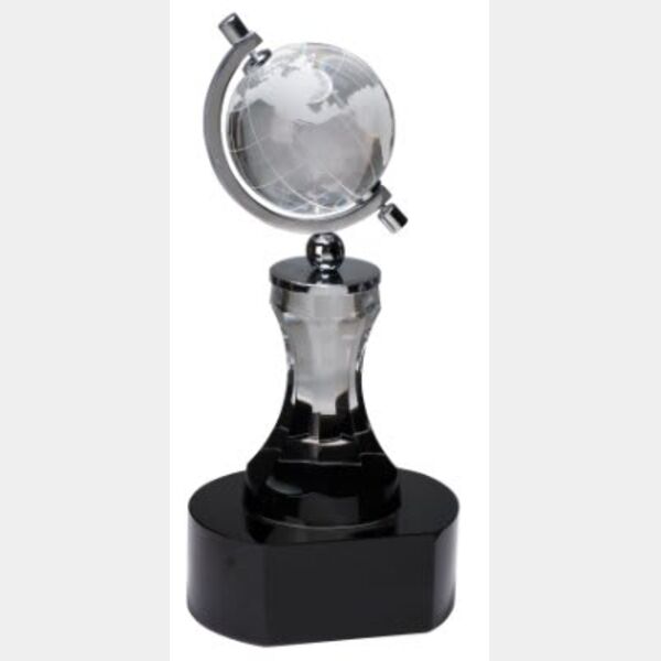 8 1/2" Crystal Spinning Globe with Tower on Base Thumbnail