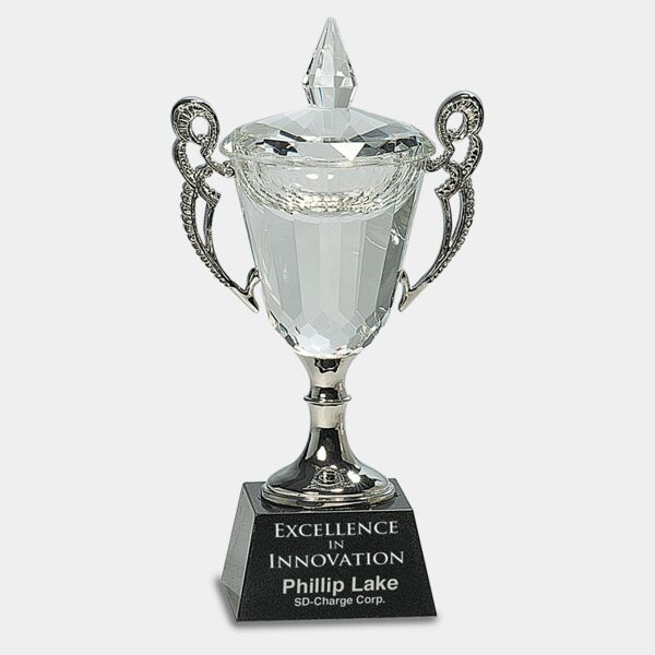 8" Crystal Cup with Handles and Stem Thumbnail