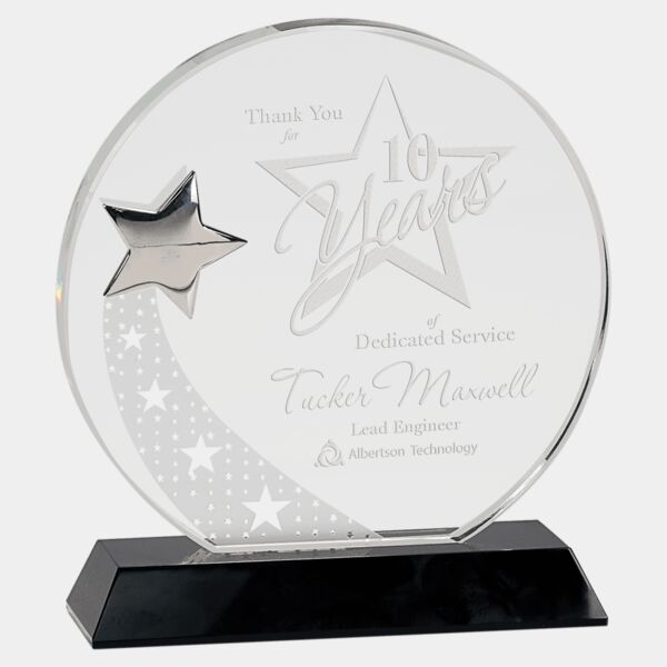 7 1/4" Round Crystal with Star on Pedestal Base Thumbnail