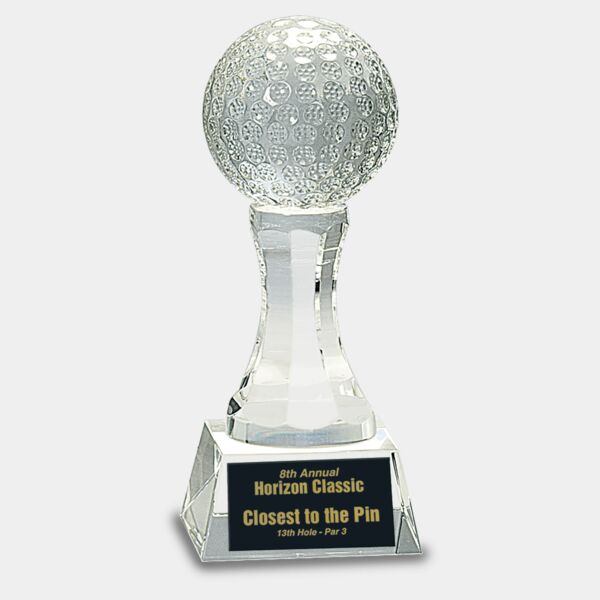 6" Crystal Golf Ball on Pedestal Base Thumbnail