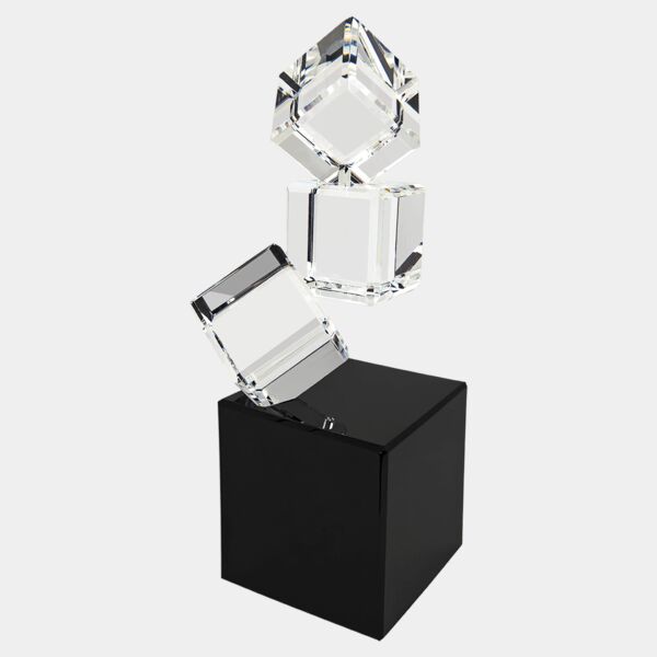 8" Triple Crystal Blocks on a Base Thumbnail