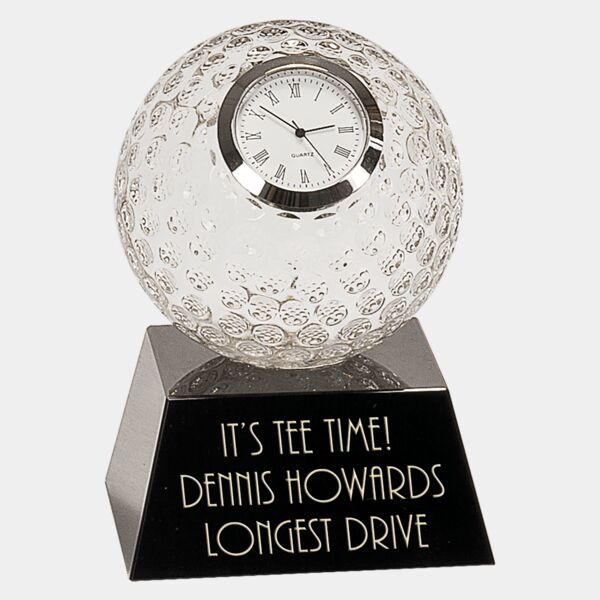 5" Crystal Golf Ball Clock with Pedestal Base Thumbnail