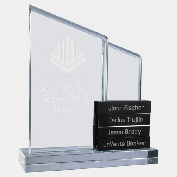 8" x 9" Crystal Perpetual Standup on Base with 4 Crystal Blocks Thumbnail