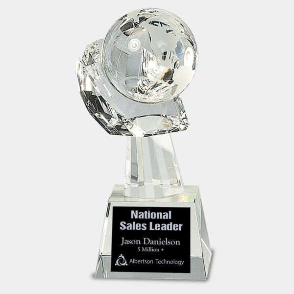 8" Crystal Globe in Hand Thumbnail