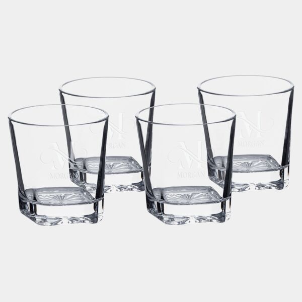 Four Polar Camel 11 oz. Square Rocks Glasses in Gift Box with Printed Paper Sleeve Thumbnail