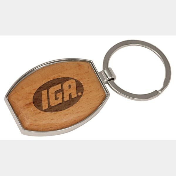 1 1/2" x 1 15/16" /Wood Laserable Oval Keychain Thumbnail