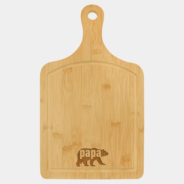 15 1/2" x 9" Cutting Board Paddle Shape with Drip Ring Thumbnail