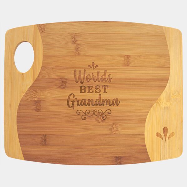 13 3/4" x 11" x 5/16" Two Tone Cutting Board with Handle Thumbnail