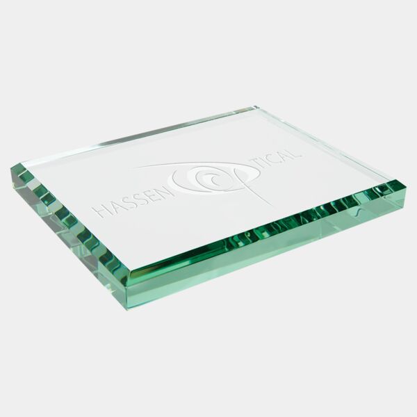 4 1/2" x 3 1/2" x 1/2" Jade Glass Paperweight Thumbnail