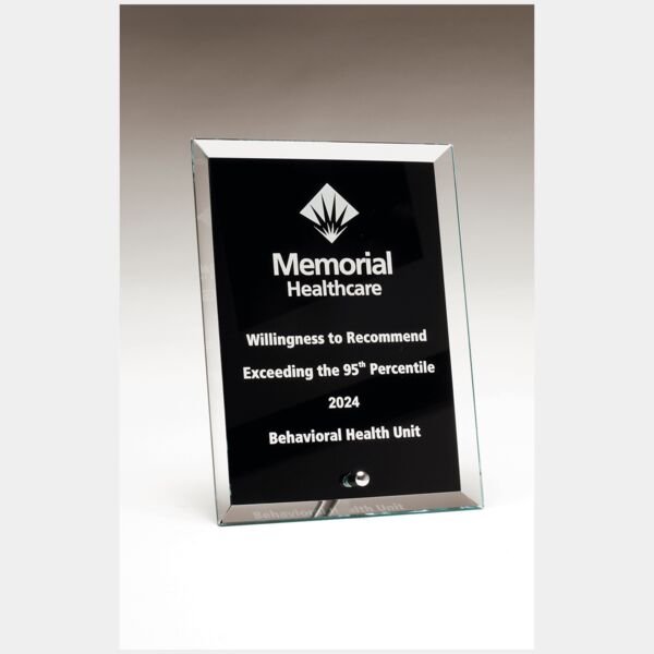 5" x 7" Glass Plaque with Painted Background, Silv er Plated Easel Post Thumbnail