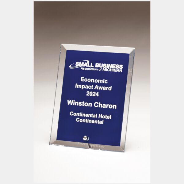 6" x 8" Glass Plaque with Painted Background, Plated Easel Post Thumbnail