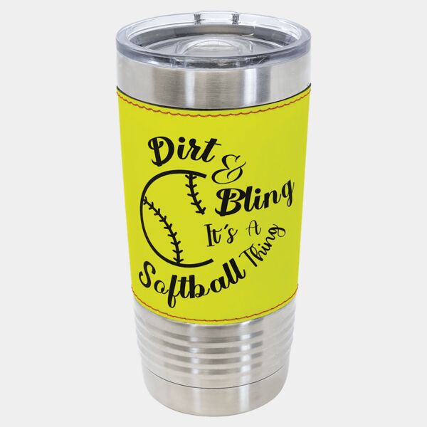 Polar Camel 20 oz. Softball Leather Tumbler with Slider Lid Thumbnail