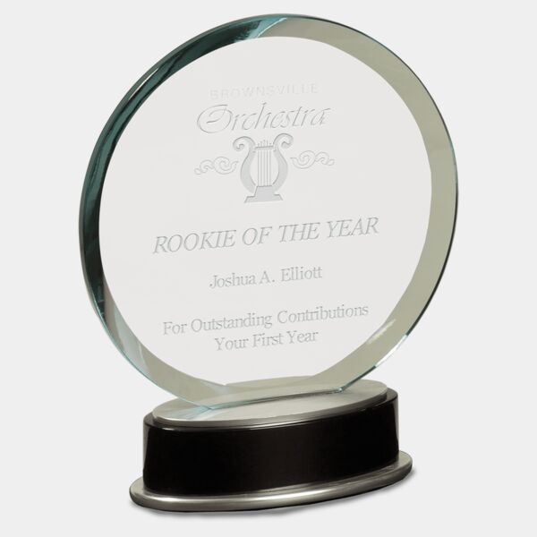 7 1/4" Jade Round Metro Glass with and Piano Finish Base Thumbnail