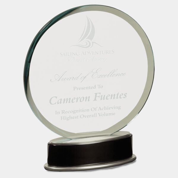 9" Jade Round Metro Glass with and Piano Finish Base Thumbnail