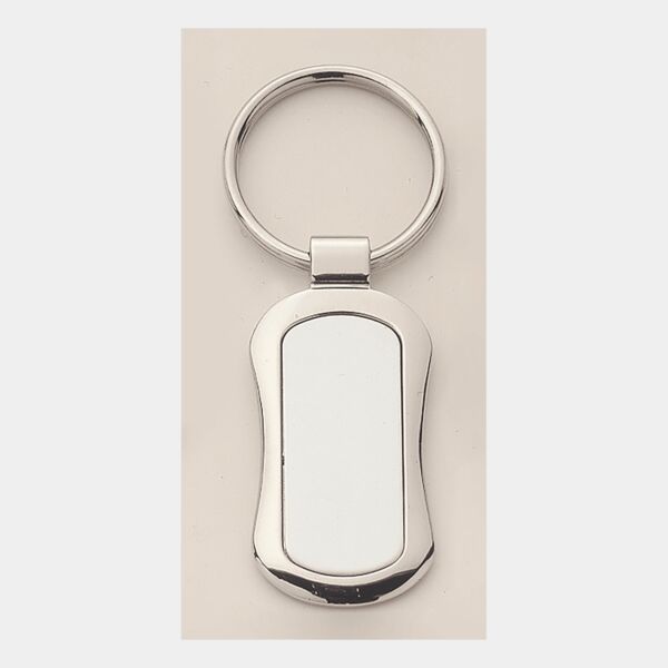 1" x 3 1/4" Polished Key Ring with Matte Laserable Anodized Aluminum Insert Thumbnail