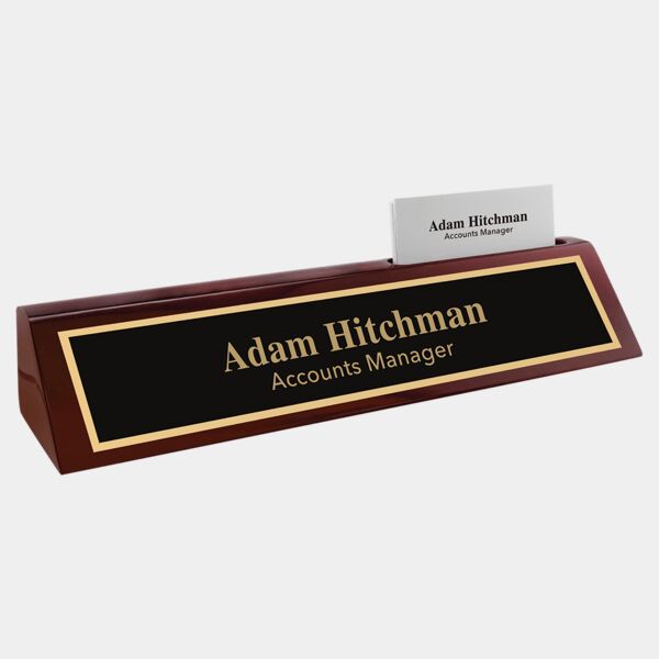 10 1/2" Piano Finish Desk Wedge with Business Card Holder Thumbnail