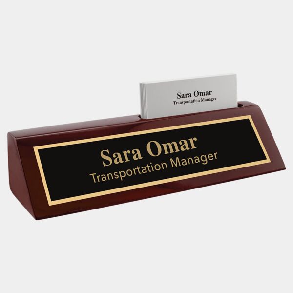 8 1/2" Piano Finish Desk Wedge with Business Card Holder Thumbnail