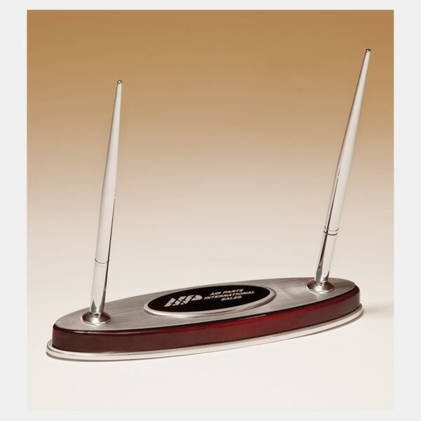 6 1/2" x 7 3/8" Piano Finish Pen Set with Aluminum Accents Thumbnail