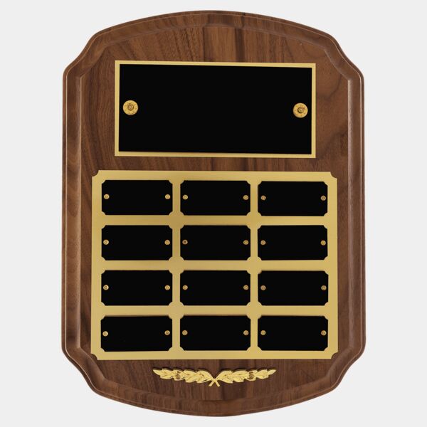 9" x 12"/Plates 1" x 2" American 12 Plate Perpetual Plaque with Brass Plates/ Trim Thumbnail