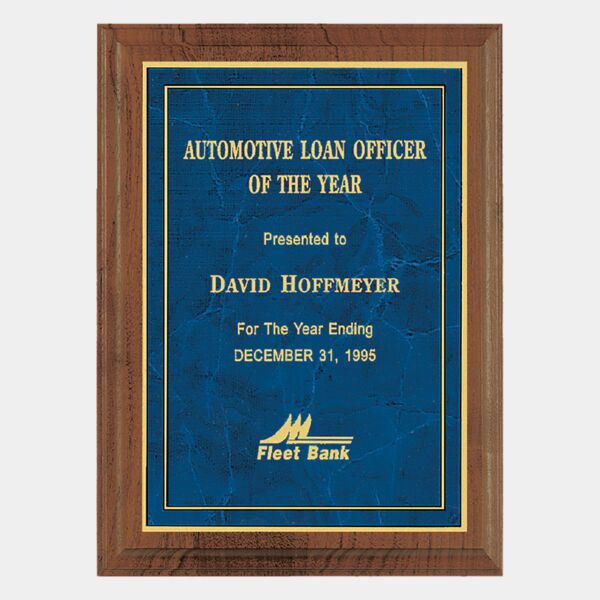 8" x 10" American Step Edge Plaque wiht a Border Sapphire Marble LaserFX Plate Thumbnail