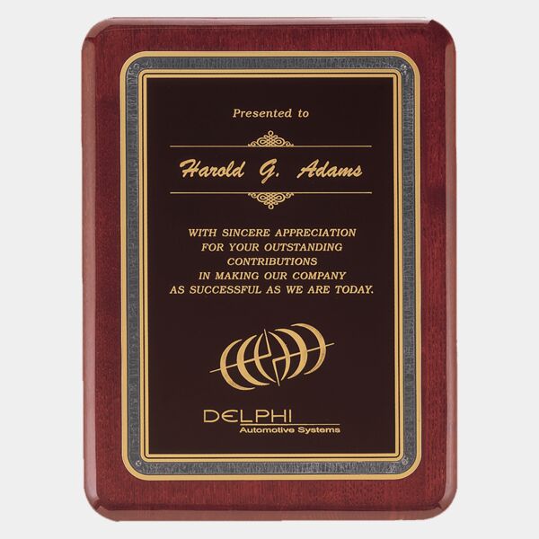 7" x 9" Piano Finish Plaque with Florentine Design LaserFX Plate Thumbnail