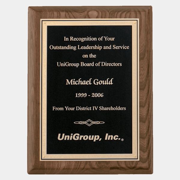 7" x 9" Airflyte Piano Finish Plaque with Textured FLorentine Border LaserFX Plate Thumbnail