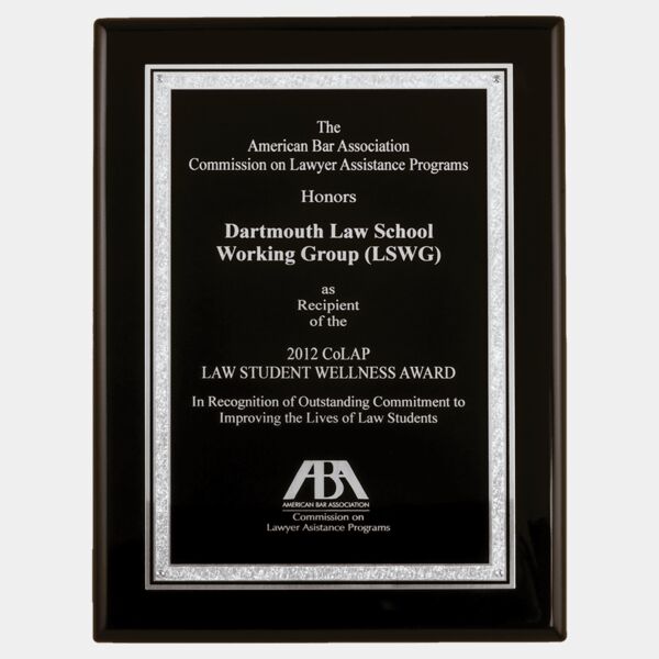 7" x 9" Airflyte Piano Finish Plaque with Laser Engravable Aluminum Florentine Border Plate Thumbnail