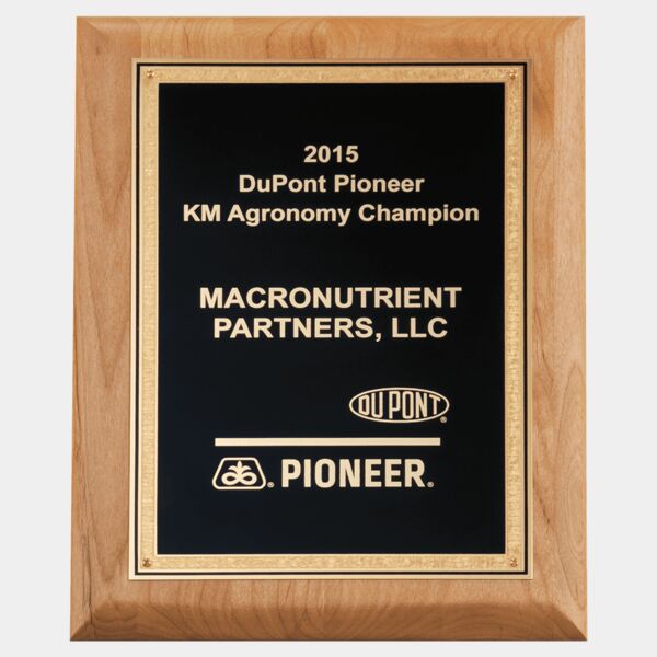 8" x 10" Natural Wood Plaque with Textured Florentine Bordered LaserFX Plate Thumbnail