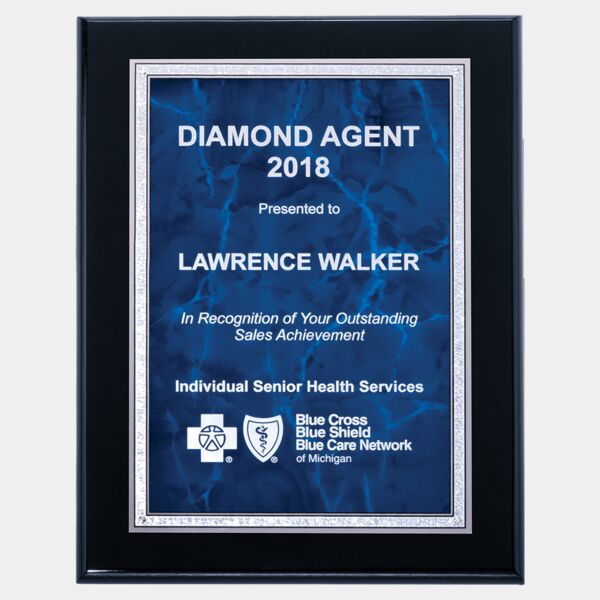 8" x 10" Airflyte High Gloss Plaque with Sapphire Marble/ Florentine Border Plate Thumbnail