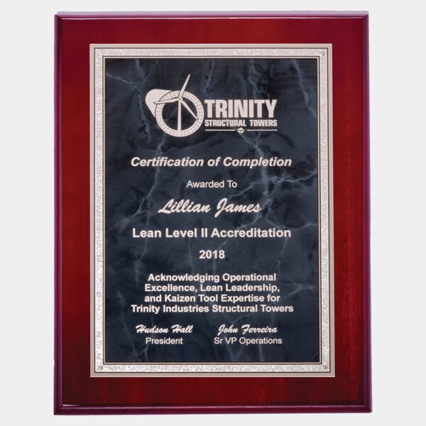 9" x 12" Airflyte High Gloss Plaque with Marble/ Florentine Borders Plate Thumbnail