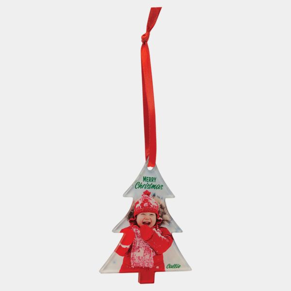 3" x 4" Tree Sublimatable Acrylic Ornament with Ribbon Thumbnail