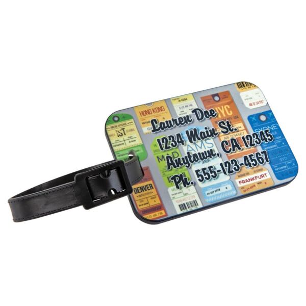 3" x 2" Sublimatable Polymer Rectangle Luggage Tag with Edge and Strap Thumbnail