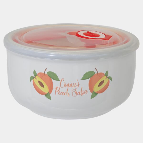 2.6" x 5" Ceramic Storage Bowl with Flexible Plastic Lid Thumbnail