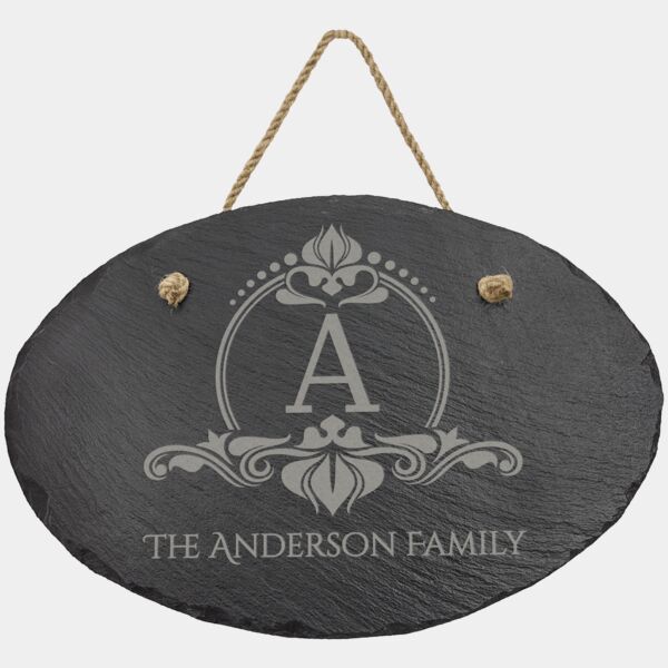 11 3/4" x 7 3/4" Oval Slate Decor with Hanger String Thumbnail