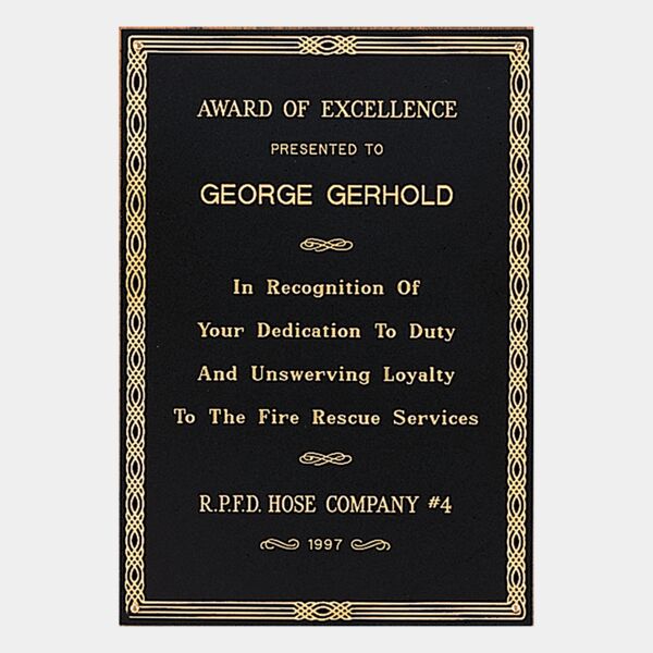 6" x 8" Laserable Brass Plate with Design Border and Four Holes Thumbnail