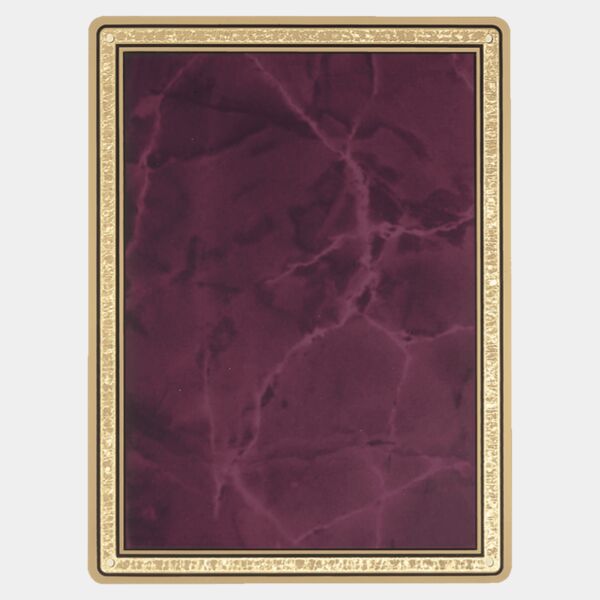 6 7/8" x 9 7/8" Ruby Marble Brass Plated Steel Plate with Florentine Border and Four Holes Thumbnail