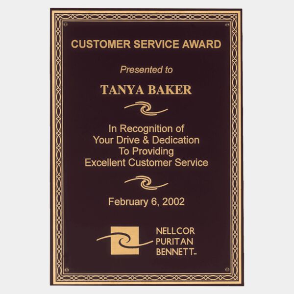 6" x 8" Laserable Brass Plate with Braided Border Design and Four Holes Thumbnail