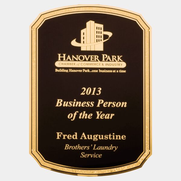 8 1/2" x 11" Textured LaserFX Plate with Rounded Top and Bottom, Florentine Border, and Four Holes Thumbnail