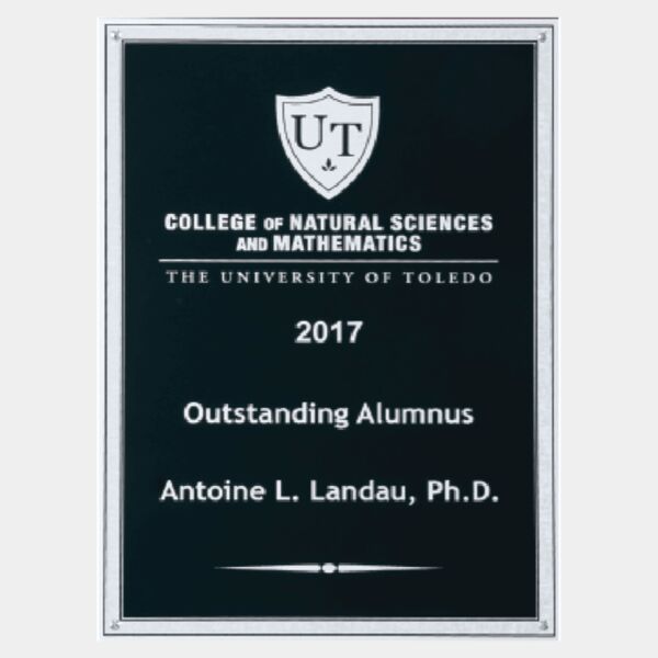 5 1/4" x 7 1/4" Laser Engravable Aluminum Plate with Florentine Border and Textured Center Thumbnail